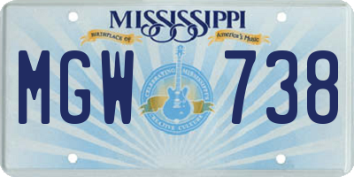 MS license plate MGW738