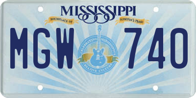 MS license plate MGW740