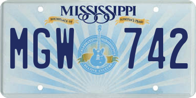 MS license plate MGW742