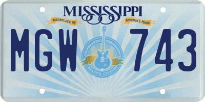 MS license plate MGW743