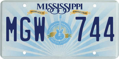 MS license plate MGW744