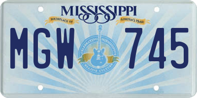 MS license plate MGW745