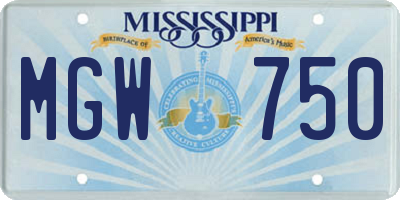MS license plate MGW750