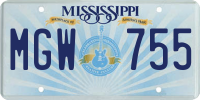 MS license plate MGW755