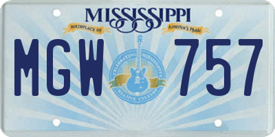 MS license plate MGW757
