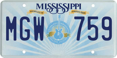 MS license plate MGW759
