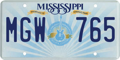 MS license plate MGW765