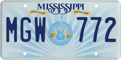 MS license plate MGW772