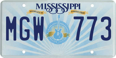 MS license plate MGW773