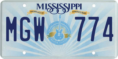 MS license plate MGW774
