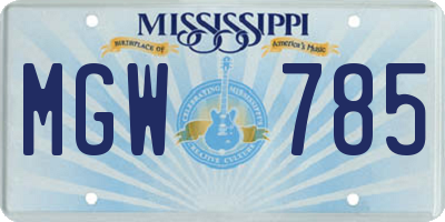 MS license plate MGW785