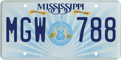 MS license plate MGW788
