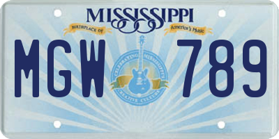 MS license plate MGW789
