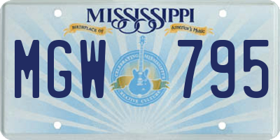 MS license plate MGW795