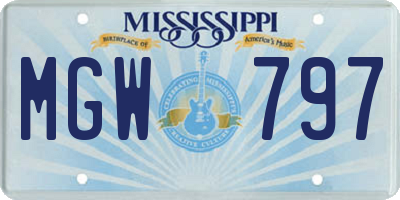 MS license plate MGW797