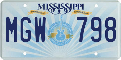 MS license plate MGW798