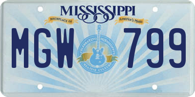 MS license plate MGW799