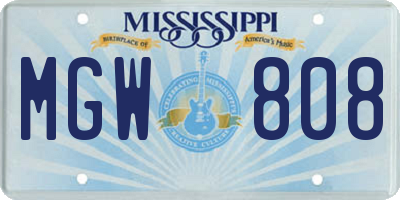 MS license plate MGW808