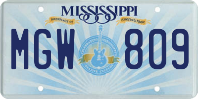 MS license plate MGW809