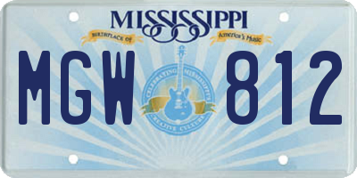 MS license plate MGW812
