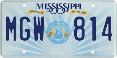 MS license plate MGW814