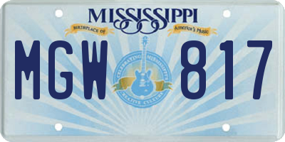 MS license plate MGW817
