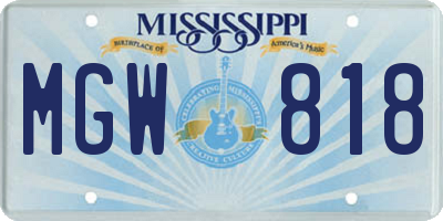 MS license plate MGW818