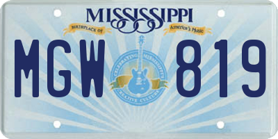 MS license plate MGW819