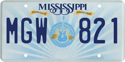 MS license plate MGW821