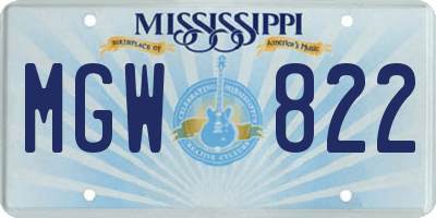 MS license plate MGW822