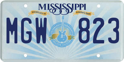 MS license plate MGW823