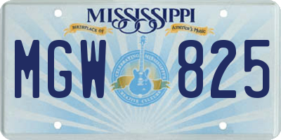 MS license plate MGW825