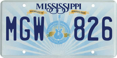 MS license plate MGW826