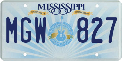 MS license plate MGW827