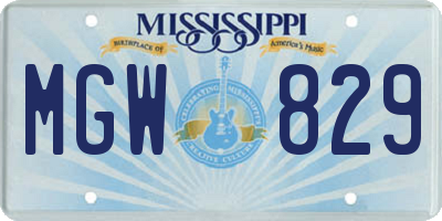 MS license plate MGW829