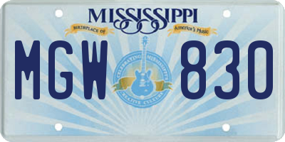 MS license plate MGW830