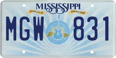MS license plate MGW831