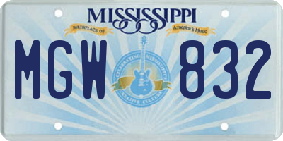 MS license plate MGW832