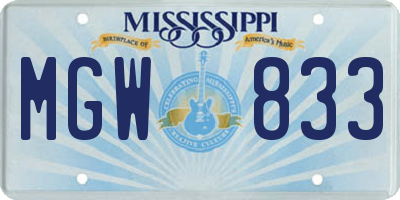 MS license plate MGW833
