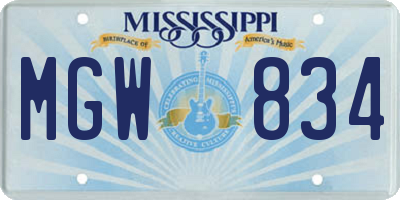 MS license plate MGW834