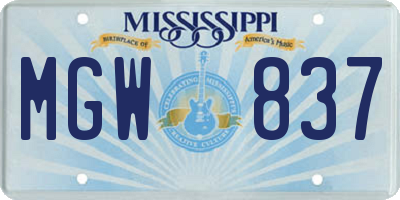 MS license plate MGW837