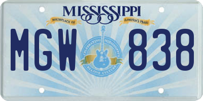 MS license plate MGW838