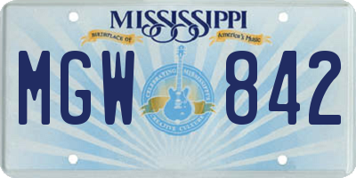 MS license plate MGW842