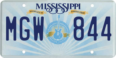 MS license plate MGW844