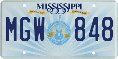 MS license plate MGW848