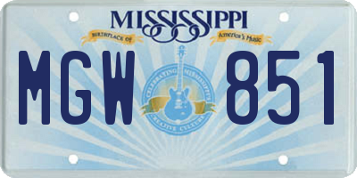 MS license plate MGW851