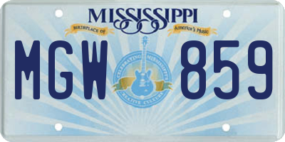 MS license plate MGW859