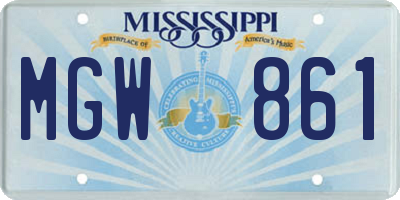 MS license plate MGW861