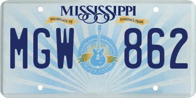 MS license plate MGW862