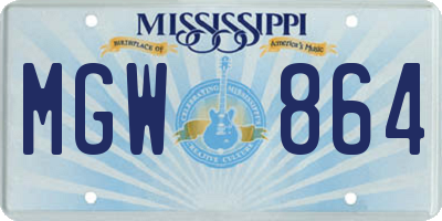 MS license plate MGW864